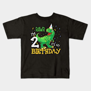 Dinosaur Birthday 2 Years Old Kids T-Shirt